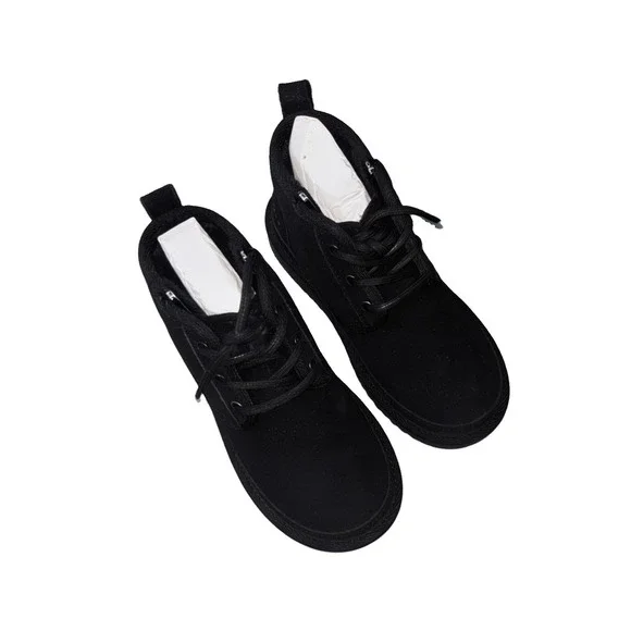 New UGG Neumel II Boot Kids US 9 Black Suede Chukka Zip Lace Up