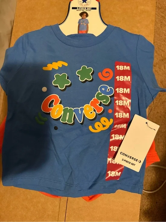 Converse Bright Blue outfit with Multicolor Logo