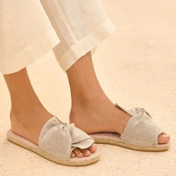 Manebi La Havana Knot Neutral‎ Hemp Euro Summer Espadrille Flat Slides Size 7
