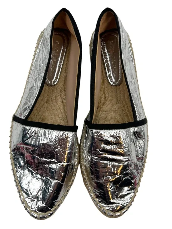 Stuart‎ Weitzman silver crinkle metallic esaprilles sz 8.5