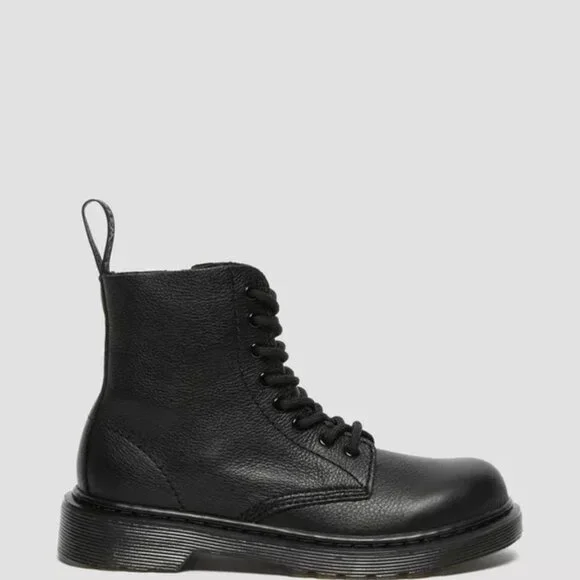 Dr. Martens Girl's Black Pascal Mono 1460 Leather Ankle Moto‎ Boots Size 2