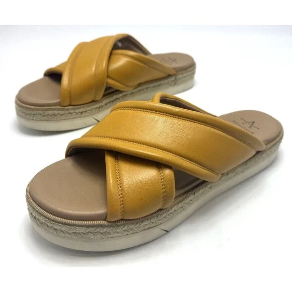 Aquatalia Saila Nappa‎ Leather Platform Espadrille Sandals Made In Spain