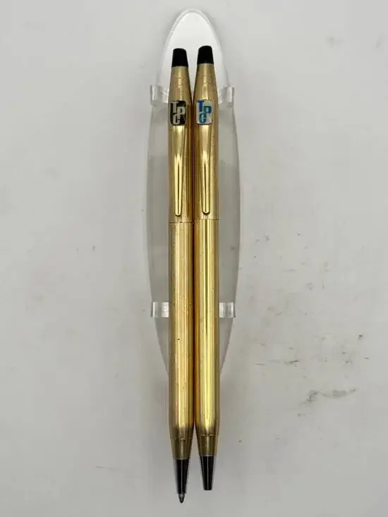 Cross 1/20 10kt and 1/20 12kt - Gold Filled Pen and Pencil - Dented Case on one