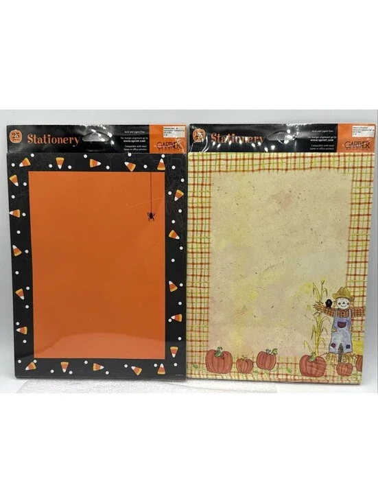 2 Halloween Stationary Gartner Studios 8.5x11” Paper Packs 50pc Candy Corn 2003