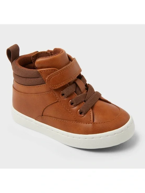 Cat & Jack Brown High-Top Kids Boots with White Sole