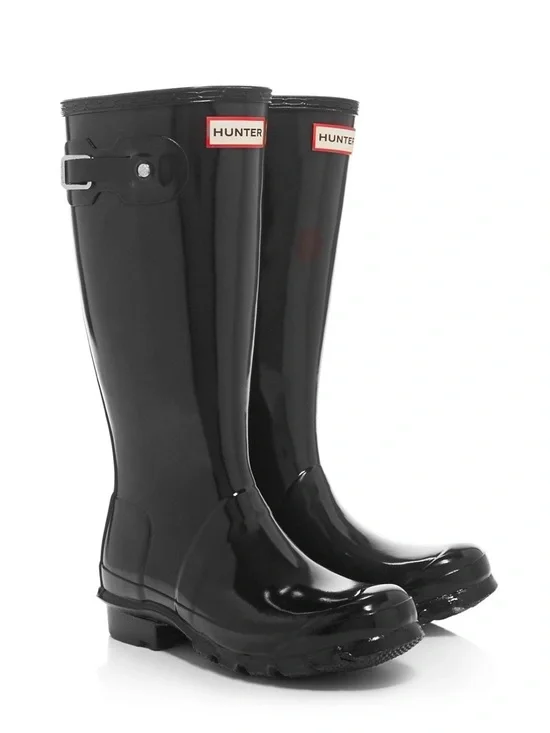 Hunter Kids Original Gloss Tall Rain Boots Big Kids 4 M / 5 F Black Waterproof