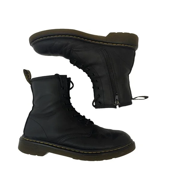 Dr. Martens 1460 Y Black Leather Lace Up Combat Boots Youth US 5