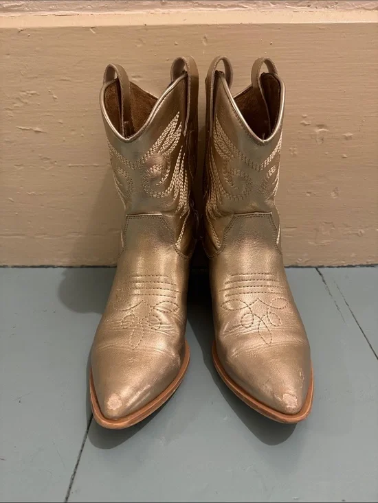 Metallic Gold girls Western cowboy Boots