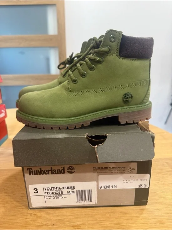 Timberland Kids Green Lace-Up Waterproof Boots