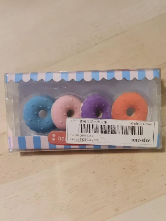 Kids Donut Eraser Set – Blue, Pink, Purple, Orange