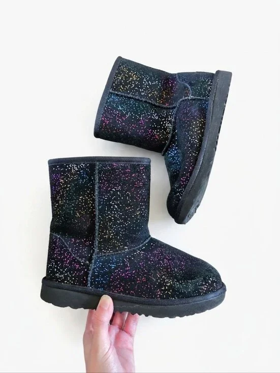 UGG Black Rainbow Glitter Sparkle Short Boots (Kids Size 3)