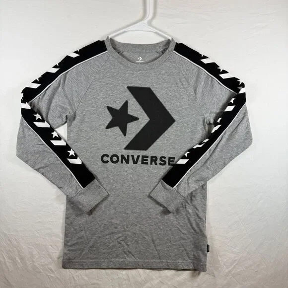 Converse Star Chevron Long Sleeve Tee Gray Boys Size L