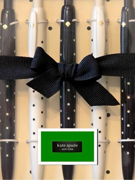kate spade NEW YORK Black and White Polka Dot Pen Gift Set ( 5 Pens) (NWT)