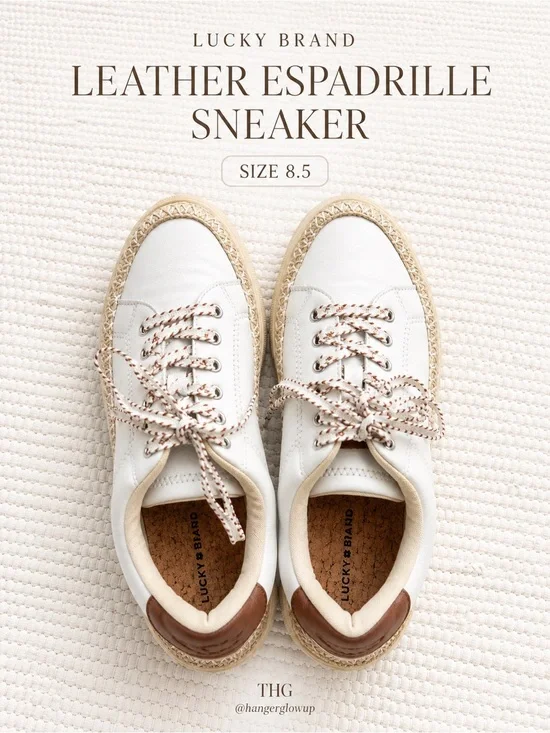 Lucky Brand Cheynas Leather Espadrille Platform Sneakers Size 8.5