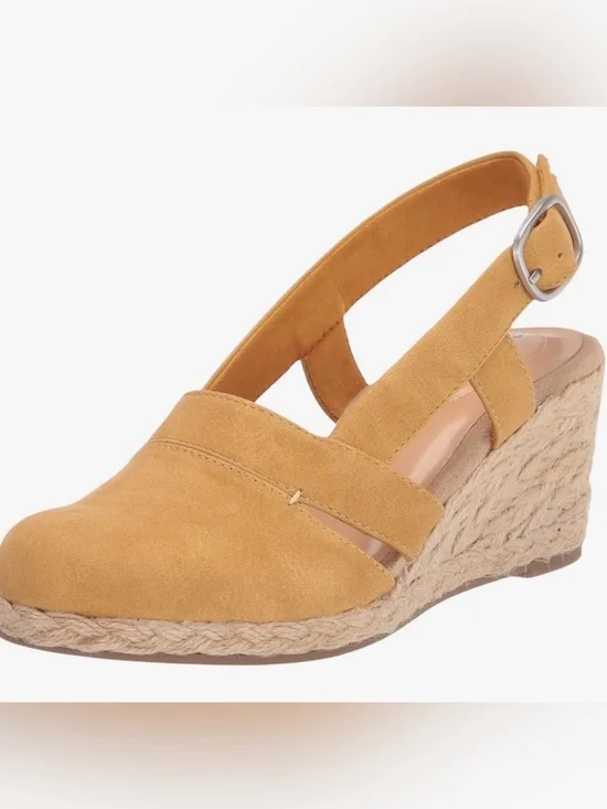 NWOT Easy Street Stargaze Espadrille Slingback Wedges SZ 8 1/2 Wide Color Yellow