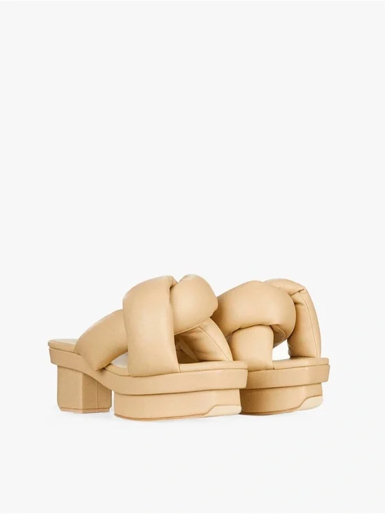 cult gaia Beige Knotted Platform Slide Sandals