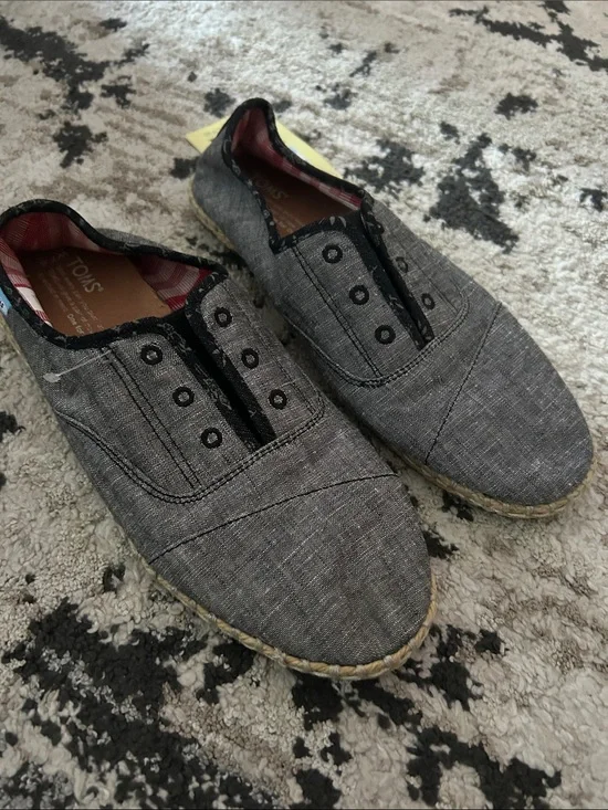 Toms Gray Canvas Slip-On Espadrilles