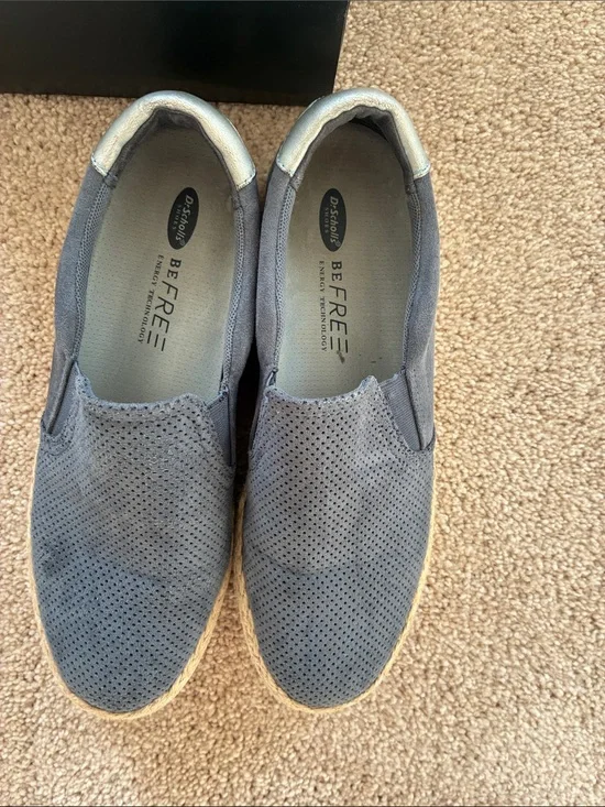 Dr. Scholl's woman’s Slip-On Perforated Espadrilles - denim blue with jute trim