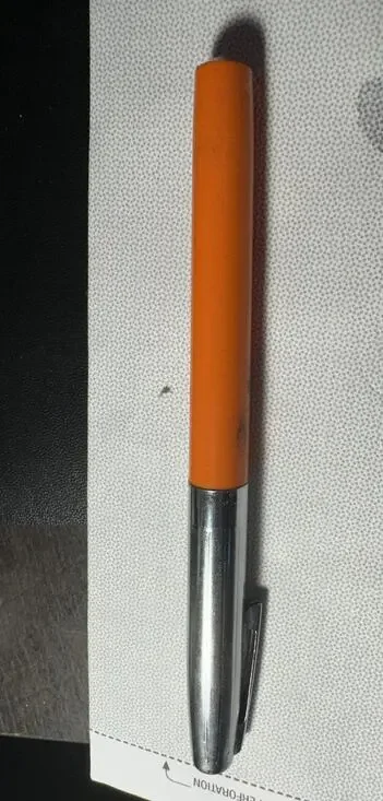 Sheaffer Orange / Chrome Nib F Made in USA Cartridge Fountain Pen Vintage 1970s