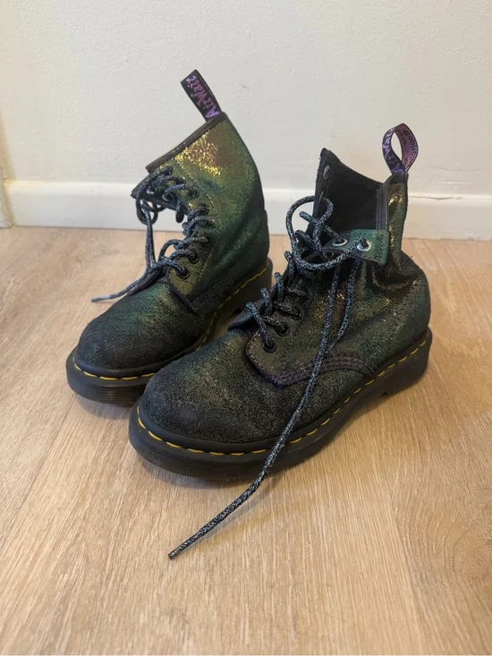 Dr. Martens Kids' Sparkly Purple Lace-Up Combat Boots