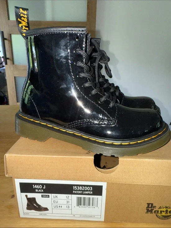 Dr. Martens Kids Black Patent Boots - preschool size 13