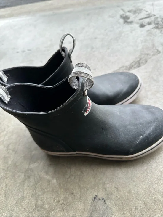 Kids Black Waterproof Pull-On Rain Boots - Ankle Boot Style