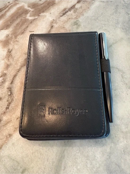 Rolls Royce Leed Mini Note Pad Cover and Ink Pen Set Black
