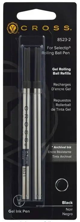 Cross Selectip Gel Rollerball Pen Refill, Medium Point, Black, 2-Pack (8523-2)