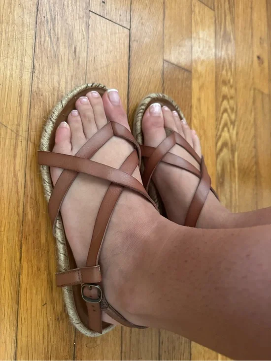Women's Tan Crisscross Espadrille Sandals