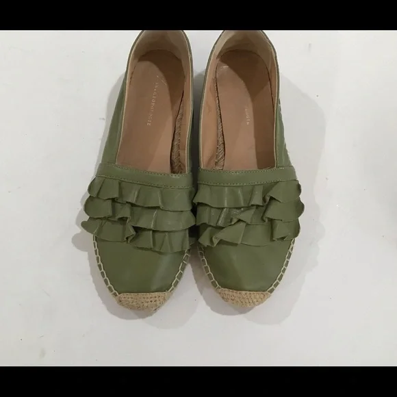 Anthropologie green leather spadrilles size 37