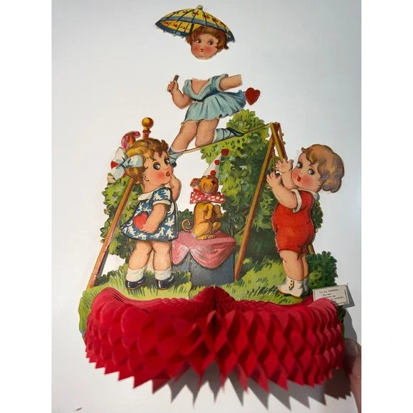 GGerman Pop Up Valentine Honeycomb Valentines Card Die Cut 3D Greeting Card READ