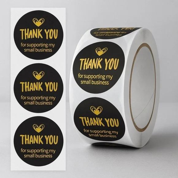 thank you for supporting my small business sticker | 1 in round pack gold