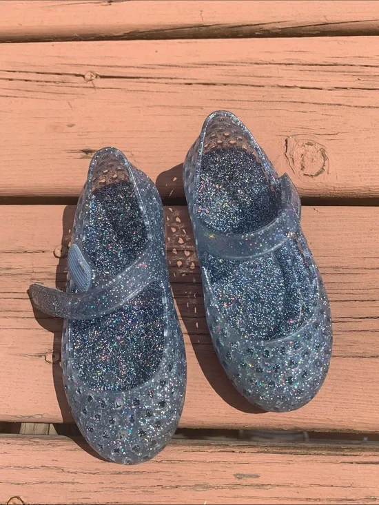 Old Navy Sparkle Jelly Mary Jane Shoes in Clear Blue Glitter