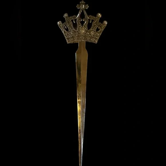 Silver Tone & Rhinestone Crown Letter Opener