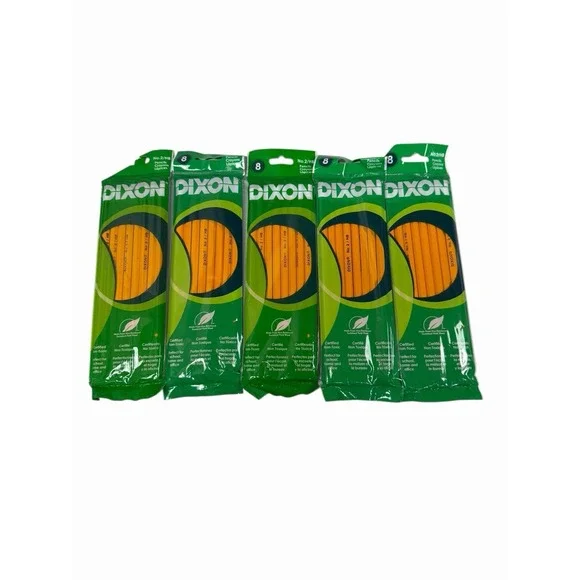 5‎ packs DIXON #2 pencils 8 count packs real wood latex free eraser 40 total