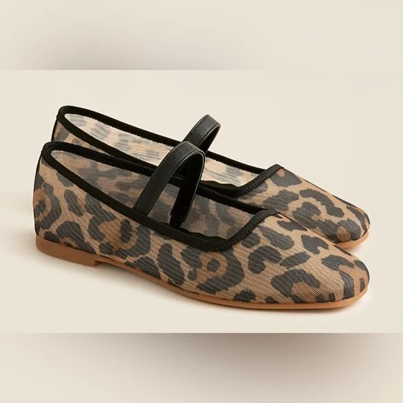 NWT J. CREW Crewcuts Girl’s Leopard Print Mesh Ballet Flats K11