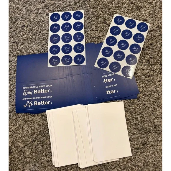 29 Navy Blue Thank You Card Set with Envelopes and Round Stickers Stationery