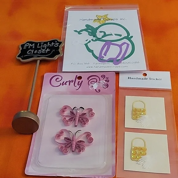 Set of 3 Handmade Sticker Sets Girly Tea Purse Gloves Butterflies