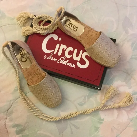 Circus by Sam Edelman Beige Espadrille Lace-Up Flats