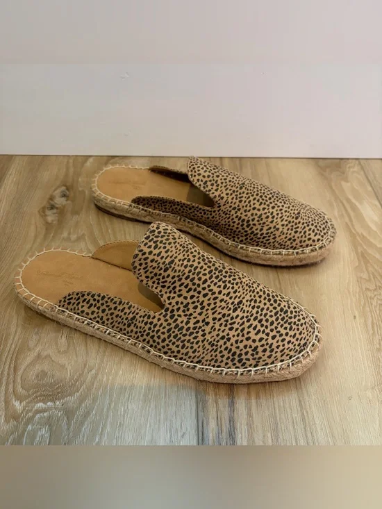 Universal Thread Cheetah Espadrille Mules Leopard Neutral Animal Print Size 9