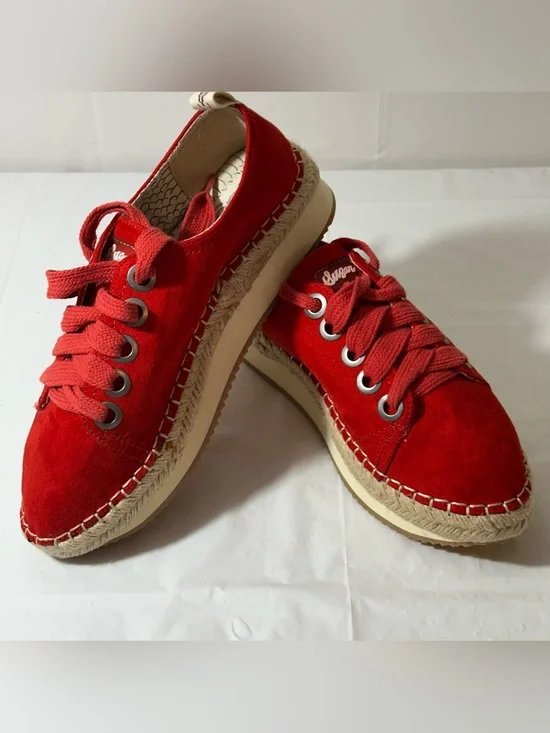 Sugar‎ Red Suede Espadrille Lace-Up Sneakers Size 7.5