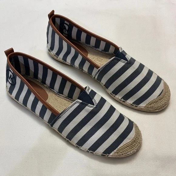 Michael Kors Navy and White Striped Women’s Espadrilles Size 8
