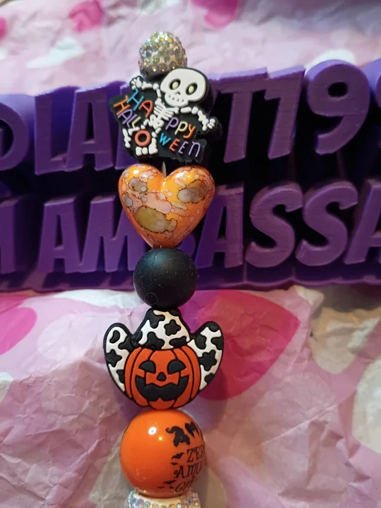 Halloween Pumpkin Bead Charm Accessory - Orange & Black