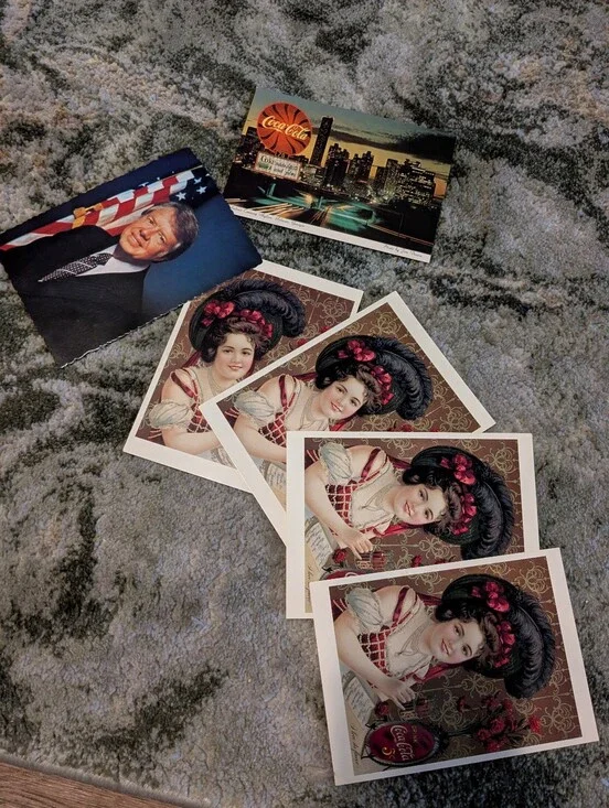 Coca Cola Decorative Postcards And Atlanta Postcards in Brown, Cream & Black