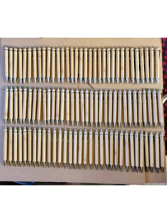 98pcs Bamboo Pens Bulk Wooden Bamboo Pens Engraving Wooden Ballpoint