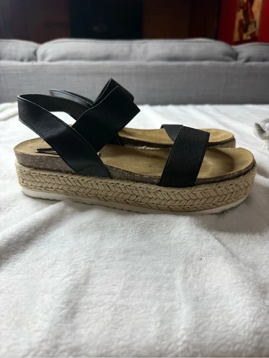Steve Madden Black Platform Espadrille Sandals - Women's Casual Slide
