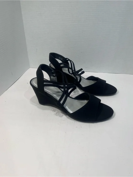 Impo Black Strappy Wedge Espadrilles