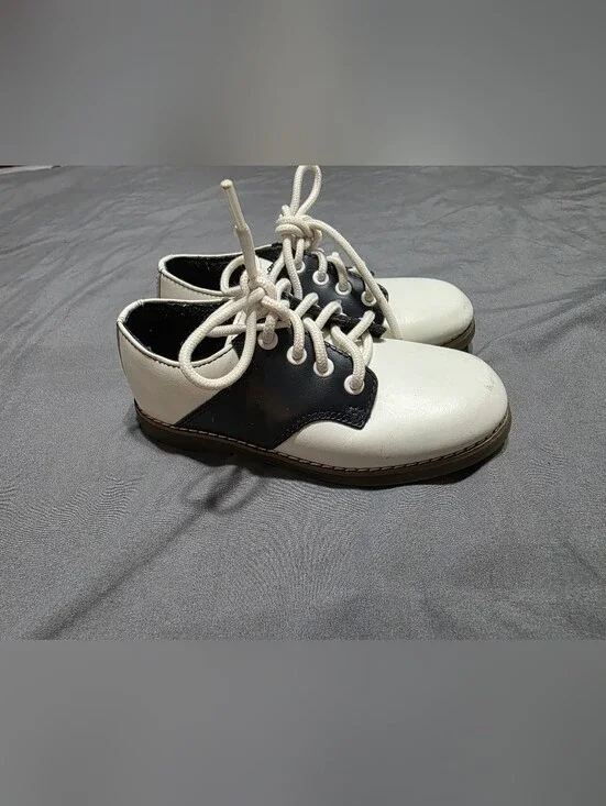 Stride Rite Kids Two-Tone White and Black Saddle Oxfords