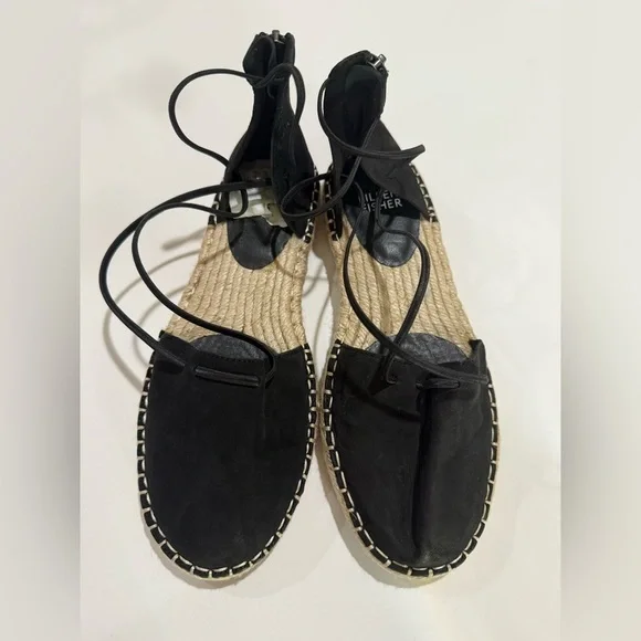 Eileen Fisher, black suede cross trap Spadrille. Flats 5.5 NWT.