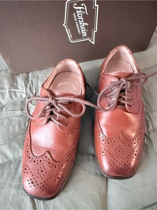 Florsheim Reveal Wing Jr Cognac Leather Wingtip Oxford Boys Size 10M